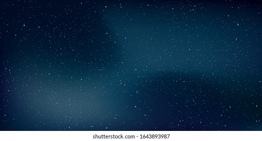 Realistic starry sky. Shining stars in the dark sky. Stardust in deep universe, Milky way galaxy. Vector illustration.