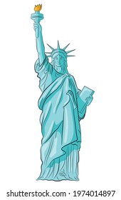 Realistic Statue of Liberty on a white background.Vector illustration