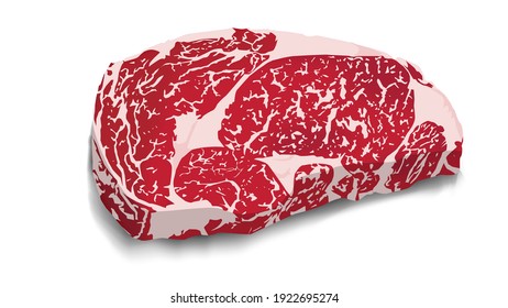 Realistic Steak Meat. Cow Pork Steak Grill Food Beef Raw Vector Illustration