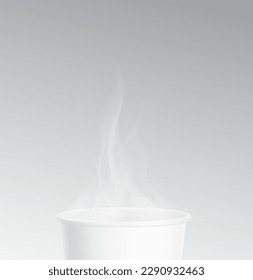 Realistic steam rising out of the takeaway cup. Vector illustration. Can be used on any background. Your design will be much improved with this steam. Great for the presentation of your drink. EPS10.