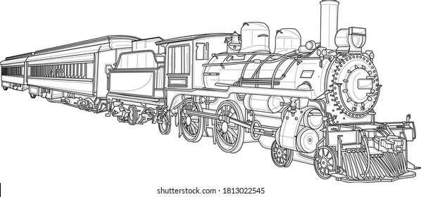Realistic steam train sketch