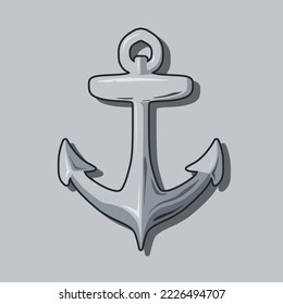 Realistic steel anchor vector illustration in trendy design style, isolated on matching cool background. Perfect for your graphic resources.