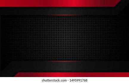 realistic steel background, modern technology wallpaper, dark black and red line, futuristic deep background, vector.