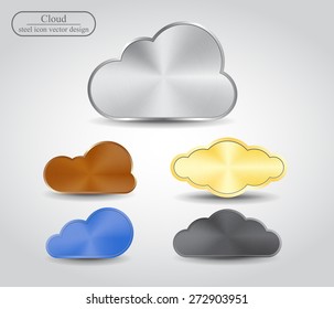 realistic steel cloud icon set vector design
