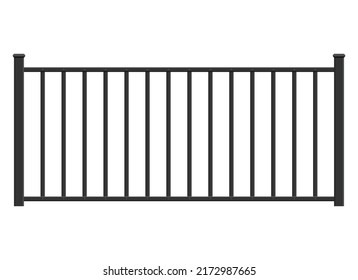 Realistic steel fence vector illustration isolated on white