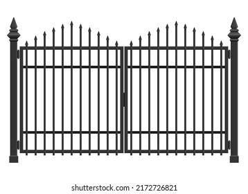 Realistic steel gate isolated on white background