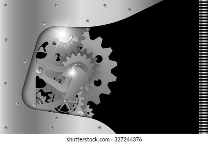 Realistic steel gear as a design background