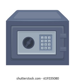 Realistic Steel safe.Safe under combination lock. Metal box is hard to open.Detective single icon in cartoon style vector symbol stock illustration.