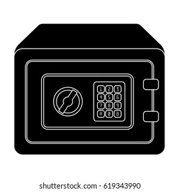 Realistic Steel safe.Safe under combination lock. Metal box is hard to open.Detective single icon in blake style vector symbol stock illustration.