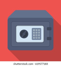 Realistic Steel safe.Safe under combination lock. Metal box is hard to open. single icon in flat style vector symbol stock illustration.