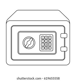 Realistic Steel safe.Safe under combination lock. Metal box is hard to open.Detective single icon in outline style vector symbol stock illustration.