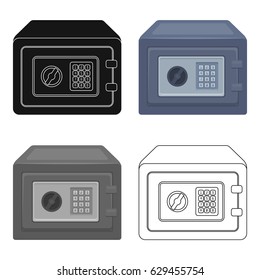 Realistic Steel safe.Safe under combination lock. Metal box is hard to open.Detective single icon in cartoon style vector symbol stock illustration.