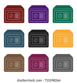 Realistic Steel safe.Safe under combination lock. Metal box is hard to open.Detective single icon in blake style vector symbol stock illustration.