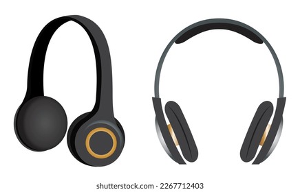 realistic stereo headphone isolated on white background