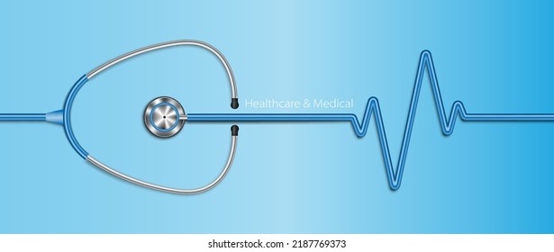 Realistic Stethoscope Healthcare Background, Healthcare Concept, Vector Illustration