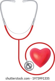 Realistic stethoscope with heart shape. Vector EPS-10