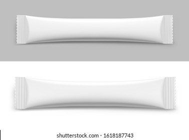 Realistic stick pack for products of the food and cosmetic industry. Vector illustration. Possibility use for granulated, powder products. Coffee, 3 in 1, sugar. EPS10.	