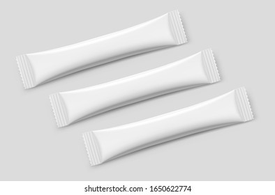 Realistic stick pack for products of the food and cosmetic industry. Vector illustration. Possibility use for granulated, powder products. Coffee, 3 in 1, sugar. EPS10.	
