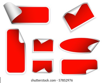 Realistic stickers with peeling corners. Vector illustration.