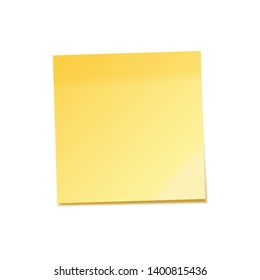 Realistic sticky note with shadow. Yellow paper. Message on notepaper. Reminder. Vector illustration.