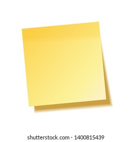 Realistic sticky note with shadow. Yellow paper. Message on notepaper. Reminder. Vector illustration.