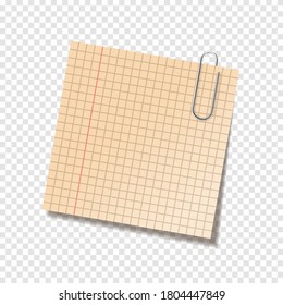 Realistic sticky note sheet. Blank lined paper. Vector illustration.