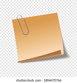 Realistic sticky note sheet. Blank lined paper. Vector illustration.