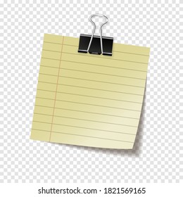 Realistic sticky note sheet. Blank lined paper. Vector illustration.