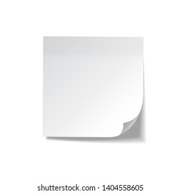 Realistic sticky note. White paper. Message on notepaper. Reminder. Eps10 vector