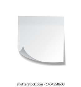 Realistic sticky note. White paper. Message on notepaper. Reminder. Eps10 vector