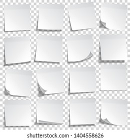 Realistic sticky note. White paper. Message on notepaper. Reminder. Eps10 vector
