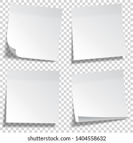 Realistic sticky note. White paper. Message on notepaper. Reminder. Eps10 vector