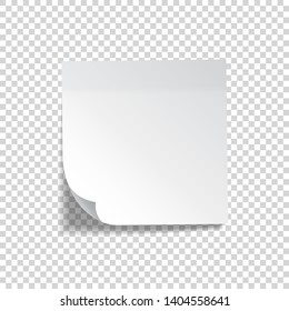 Realistic sticky note. White paper. Message on notepaper. Reminder. Eps10 vector