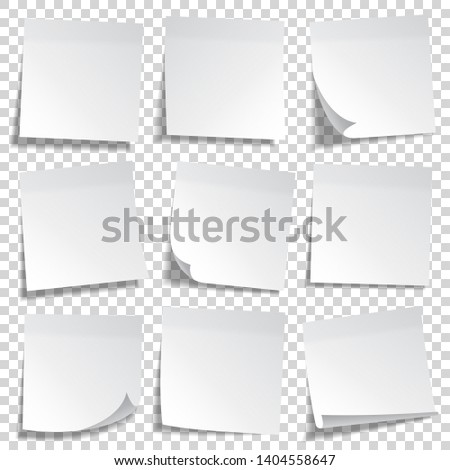 Realistic sticky note. White paper. Message on notepaper. Reminder. Eps10 vector