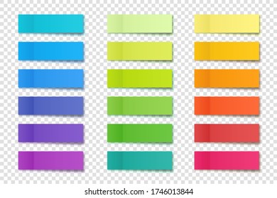 Realistic sticky notes collection. Colorful sticky paper sheets. Vector illustration.