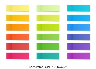 Realistic sticky notes collection. Post note stickers. Colorful sticky paper sheets. Vector illustration.