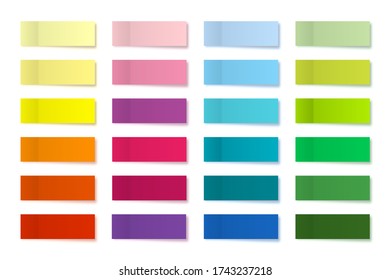 Realistic sticky notes collection. Post note stickers. Colorful sticky paper sheets. Vector illustration.