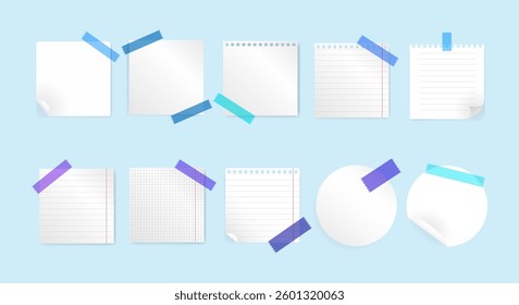 Realistic sticky notes of different shapes