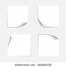 Realistic sticky notes isolated with real shadow on white background. Square sticky paper reminders with shadows, paper page mock up. 