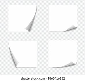 Realistic sticky notes isolated with real shadow on white background. Square sticky paper reminders with shadows, paper page mock up. 