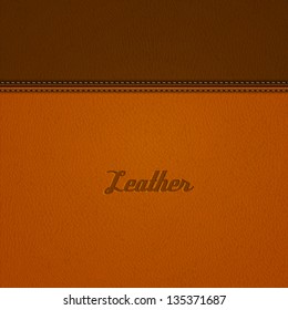 Realistic stitched leather background - eps10