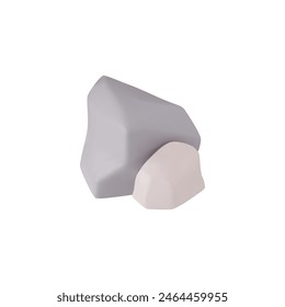Realistic stone textures. Vector illustration of gray stones or boulders, ideal for geological design elements. Detailed rocky shapes are isolated for versatile use.