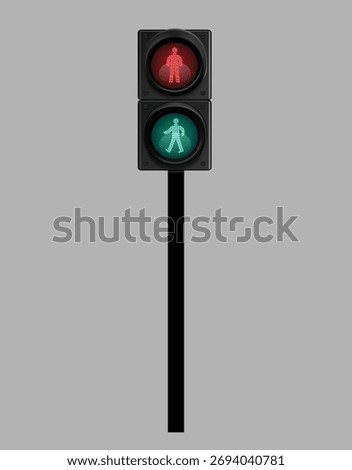 Realistic stop and go pedestrian traffic lights set