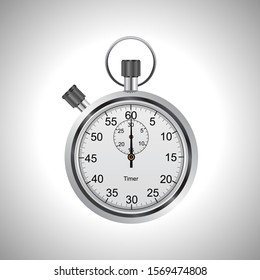 realistic stopwatch on white background, vector design.