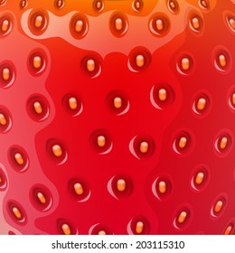 Realistic strawberry background. Texture. Vector