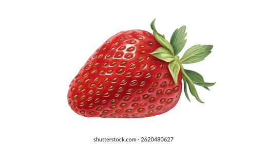Realistic strawberry isolated on transparent background, 3d effect, vector sign for advertising, banner, delicious berry png.	