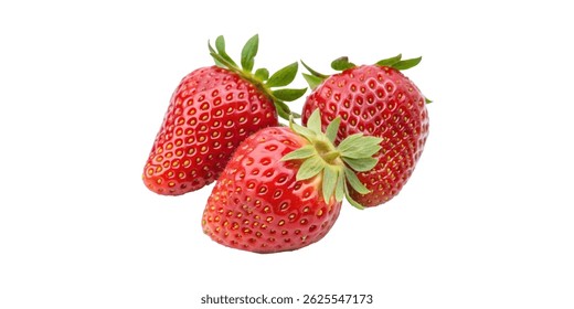 Realistic strawberry isolated on transparent background, 3d effect, vector sign for advertising, banner, delicious berry png.	