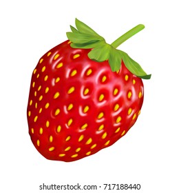 Realistic strawberry on white background. Vector set.