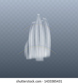 Realistic stream of waterfall with clear water vector illustration isolated on transparent background. Natural river's water cascade element for landscape design.
