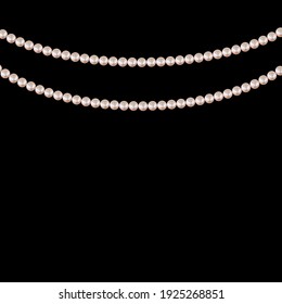 Realistic string of pearls on black background. Vector Illustration EPS10